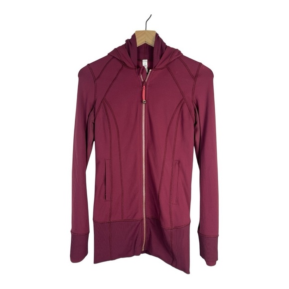 Lululemon Sz 4 Daily Practice Burgundy Full Zip Hooded Jacket - Picture 1 of 10